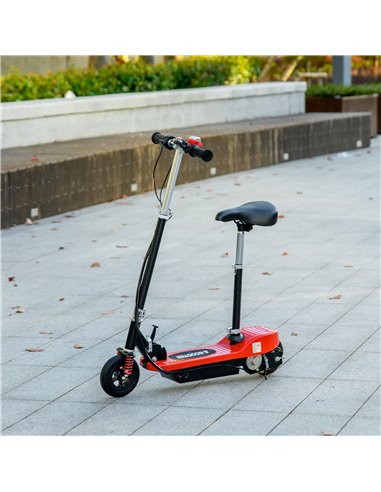 HOMCOM Steel Electric Scooter, Folding E-Scooter with Warning Bell, 15km/h Maximum Speed, for 4-14 Years Old, Red AA1-108V70RD