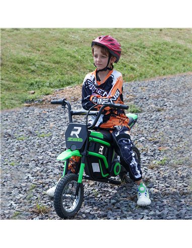 HOMCOM 24V Electric Motorbike, Dirt Bike with Twist Grip Throttle, Music Horn, 12" Pneumatic Tyres, 16 Km/h Max. Speed, Green 37
