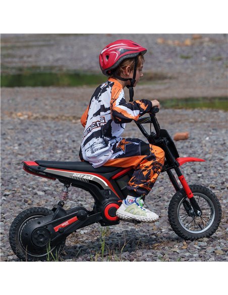 HOMCOM 24V Electric Motorbike, Dirt Bike with Twist Grip Throttle, Music Horn, 12" Pneumatic Tyres, 16 Km/h Max. Speed, Red 370- - pic 56880 | FastDaddyshop