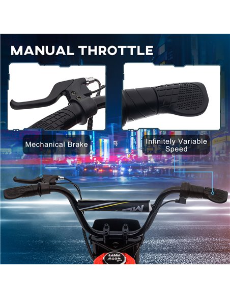 HOMCOM 24V Electric Motorbike, Dirt Bike with Twist Grip Throttle, Music Horn, 12" Pneumatic Tyres, 16 Km/h Max. Speed, Red 370- - pic 56882 | FastDaddyshop