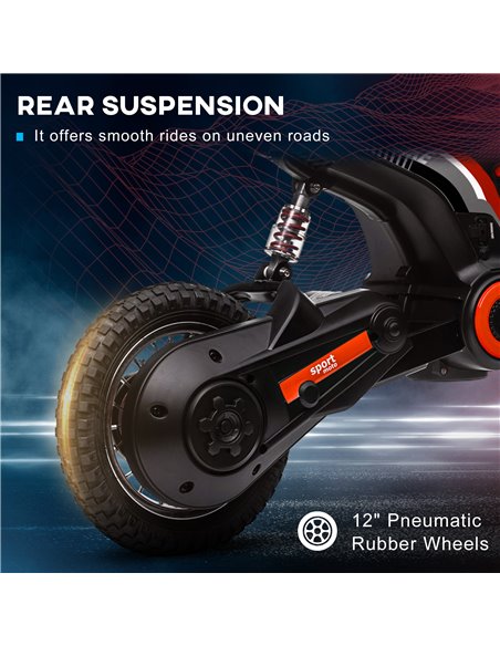 HOMCOM 24V Electric Motorbike, Dirt Bike with Twist Grip Throttle, Music Horn, 12" Pneumatic Tyres, 16 Km/h Max. Speed, Red 370- - pic 56886 | FastDaddyshop