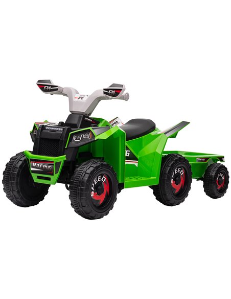 HOMCOM 6V Quad Bike with Back Trailer for Ages 18-36 Months, Green 370-277V70GN - pic 56888 | FastDaddyshop