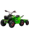 HOMCOM 6V Quad Bike with Back Trailer for Ages 18-36 Months, Green 370-277V70GN