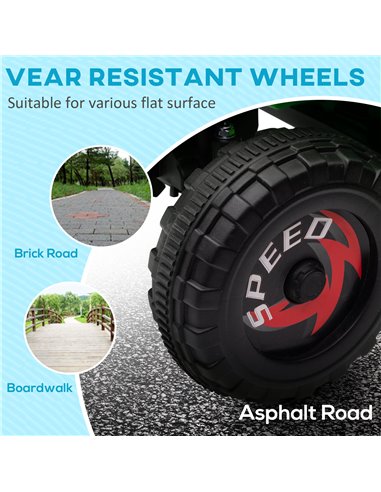 HOMCOM 6V Quad Bike with Back Trailer, Wear-Resistant Wheels, for Ages 18-36 Months, Green 370-277V70GN