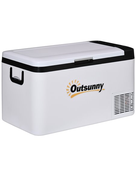 Outsunny Portable Car Fridge Freezer, 25L, 12V, with LED Light, Foldable Handles, Compressor Cooling for Camping, RV, Travel, Gr - pic 56897 | FastDaddyshop