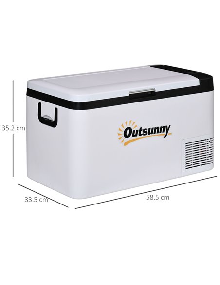 Outsunny Portable Car Fridge Freezer, 25L, 12V, with LED Light, Foldable Handles, Compressor Cooling for Camping, RV, Travel, Gr - pic 56899 | FastDaddyshop