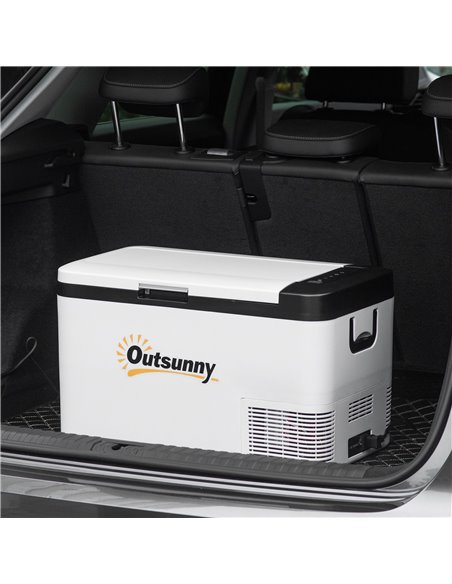 Outsunny Portable Car Fridge Freezer, 25L, 12V, with LED Light, Foldable Handles, Compressor Cooling for Camping, RV, Travel, Gr - pic 56904 | FastDaddyshop