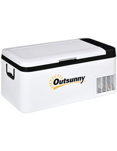 Outsunny 12V, 18L Car Refrigerator with LED Light, White and Black C00-038V70BK