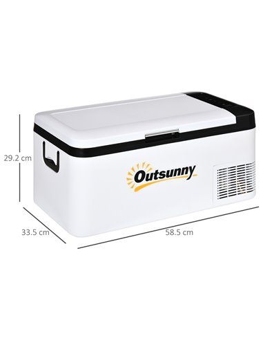 Outsunny 12V Car Refrigerator w/ LED Light & Foldable Handles, 18L Portable Compressor Cooler, Fridge Freezer for Campervan RV B