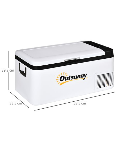 Outsunny 12V Car Refrigerator w/ LED Light & Foldable Handles, 18L Portable Compressor Cooler, Fridge Freezer for Campervan RV B - pic 56908 | FastDaddyshop