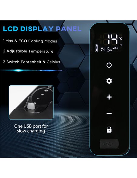 Outsunny 12V Car Refrigerator w/ LED Light & Foldable Handles, 18L Portable Compressor Cooler, Fridge Freezer for Campervan RV B - pic 56910 | FastDaddyshop