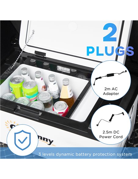 Outsunny 12V Car Refrigerator w/ LED Light & Foldable Handles, 18L Portable Compressor Cooler, Fridge Freezer for Campervan RV B - pic 56911 | FastDaddyshop