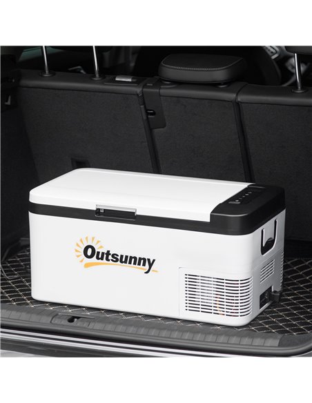 Outsunny 12V Car Refrigerator w/ LED Light & Foldable Handles, 18L Portable Compressor Cooler, Fridge Freezer for Campervan RV B - pic 56913 | FastDaddyshop