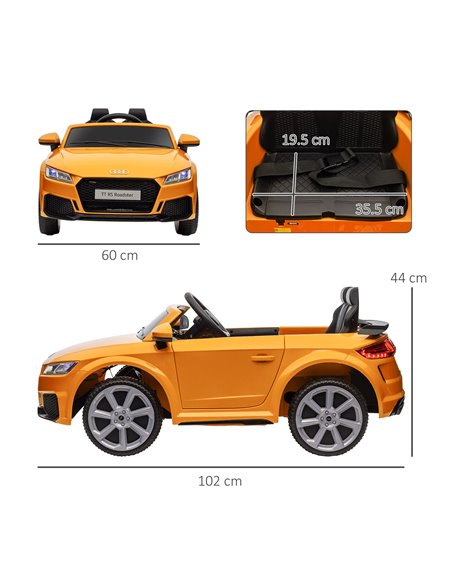 HOMCOM Kids Licensed Audi TT RS Ride-On Car 12V Battery w/ Remote Suspension Headlights and MP3 Player 3km/h Yellow 370-079V70YL - pic 56917 | FastDaddyshop