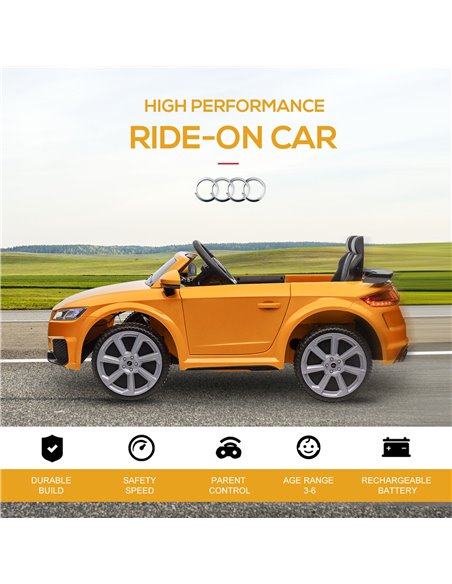 HOMCOM Kids Licensed Audi TT RS Ride-On Car 12V Battery w/ Remote Suspension Headlights and MP3 Player 3km/h Yellow 370-079V70YL - pic 56920 | FastDaddyshop