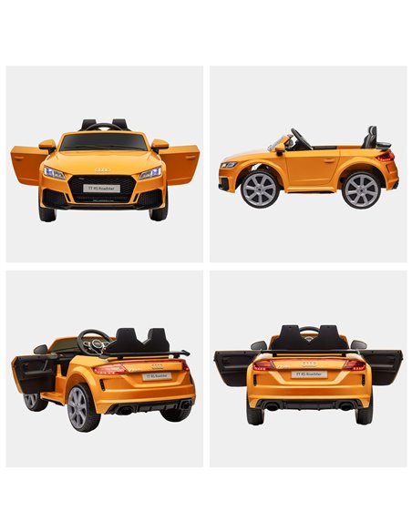 HOMCOM Kids Licensed Audi TT RS Ride-On Car 12V Battery w/ Remote Suspension Headlights and MP3 Player 3km/h Yellow 370-079V70YL - pic 56922 | FastDaddyshop