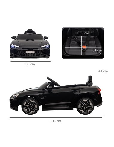 HOMCOM Audi Licensed 12V Kids Electric Ride-On, with Remote Control, Suspension System, Lights, Music, Motor - Black 370-220V70B