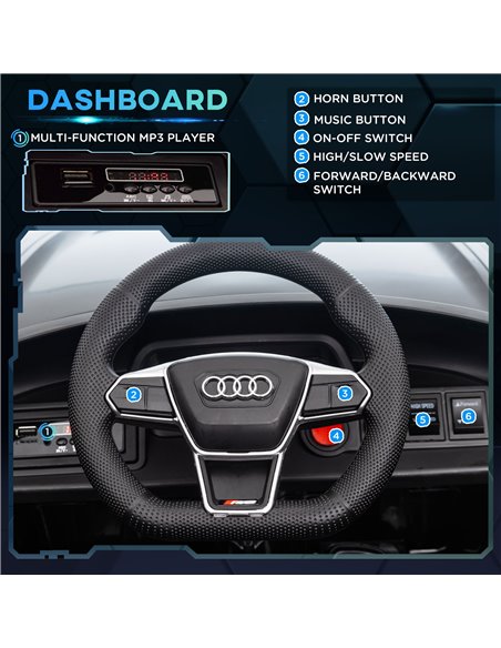 HOMCOM Audi Licensed 12V Kids Electric Ride-On, with Remote Control, Suspension System, Lights, Music, Motor - Black 370-220V70B - pic 56928 | FastDaddyshop