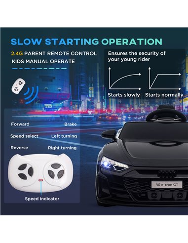 HOMCOM Audi Licensed 12V Kids Electric Ride-On, with Remote Control, Suspension System, Lights, Music, Motor - Black 370-220V70B
