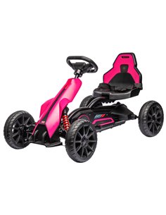 HOMCOM 12V Electric Ride-On Racing Go Kart for Kids, Pink 370-288V70PK
