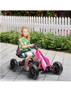 HOMCOM 12V Electric Ride-On Racing Go Kart for Kids, Pink 370-288V70PK 2