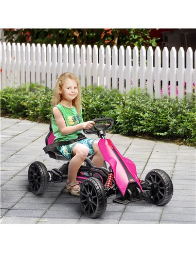 HOMCOM 12V Electric Go Kart for Kids, Ride-On Racing Go Kart w/ Forward Reversing, Rechargeable Battery, 2 Speeds, for Kids Aged