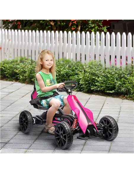 HOMCOM 12V Electric Go Kart for Kids, Ride-On Racing Go Kart w/ Forward Reversing, Rechargeable Battery, 2 Speeds, for Kids Aged - pic 56934 | FastDaddyshop