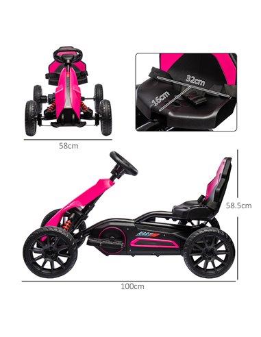 HOMCOM 12V Electric Go Kart for Kids, Ride-On Racing Go Kart w/ Forward Reversing, Rechargeable Battery, 2 Speeds, for Kids Aged