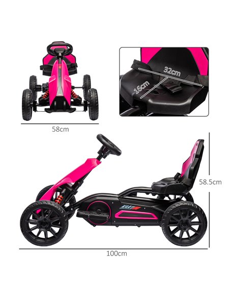 HOMCOM 12V Electric Go Kart for Kids, Ride-On Racing Go Kart w/ Forward Reversing, Rechargeable Battery, 2 Speeds, for Kids Aged - pic 56935 | FastDaddyshop