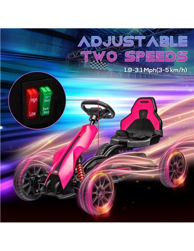 HOMCOM 12V Electric Go Kart for Kids, Ride-On Racing Go Kart w/ Forward Reversing, Rechargeable Battery, 2 Speeds, for Kids Aged