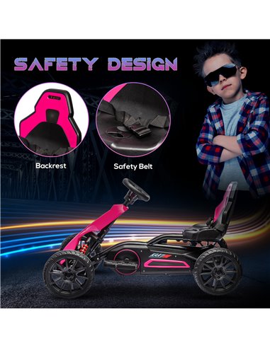 HOMCOM 12V Electric Go Kart for Kids, Ride-On Racing Go Kart w/ Forward Reversing, Rechargeable Battery, 2 Speeds, for Kids Aged