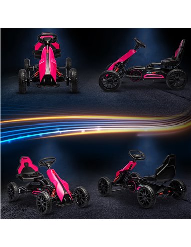 HOMCOM 12V Electric Go Kart for Kids, Ride-On Racing Go Kart w/ Forward Reversing, Rechargeable Battery, 2 Speeds, for Kids Aged