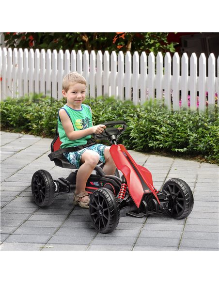HOMCOM 12V Electric Go Kart for Kids, Ride-On Racing Go Kart w/ Forward Reversing, Rechargeable Battery, 2 Speeds, for Kids Aged - pic 56943 | FastDaddyshop