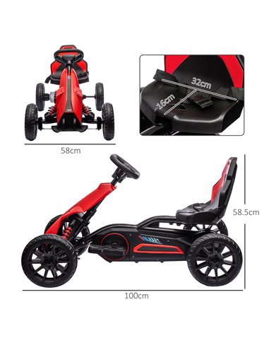 HOMCOM 12V Electric Go Kart for Kids, Ride-On Racing Go Kart w/ Forward Reversing, Rechargeable Battery, 2 Speeds, for Kids Aged