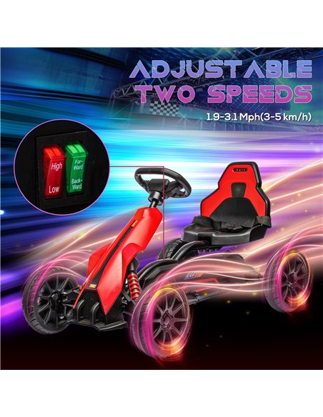 HOMCOM 12V Electric Go Kart for Kids, Ride-On Racing Go Kart w/ Forward Reversing, Rechargeable Battery, 2 Speeds, for Kids Aged - pic 56946 | FastDaddyshop
