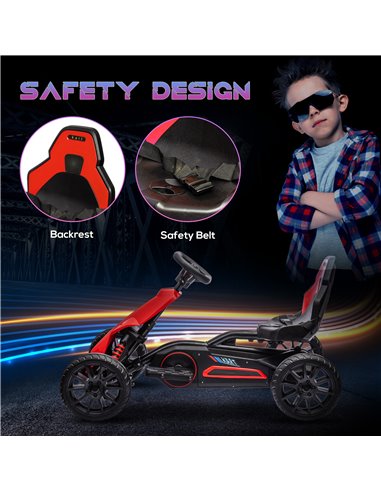 HOMCOM 12V Electric Go Kart for Kids, Ride-On Racing Go Kart w/ Forward Reversing, Rechargeable Battery, 2 Speeds, for Kids Aged