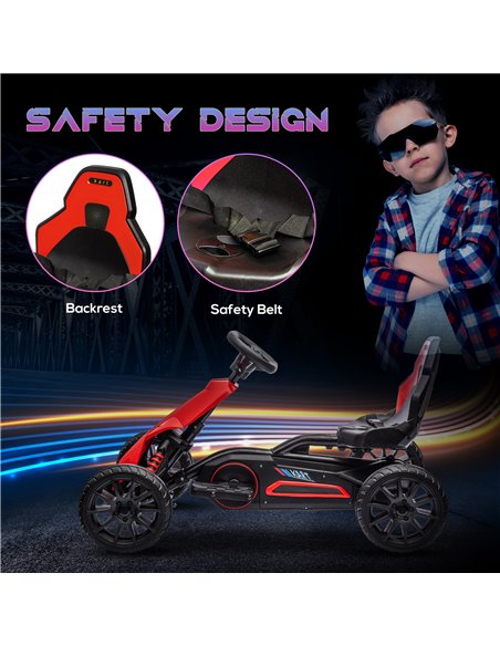 HOMCOM 12V Electric Go Kart for Kids, Ride-On Racing Go Kart w/ Forward Reversing, Rechargeable Battery, 2 Speeds, for Kids Aged - pic 56947 | FastDaddyshop