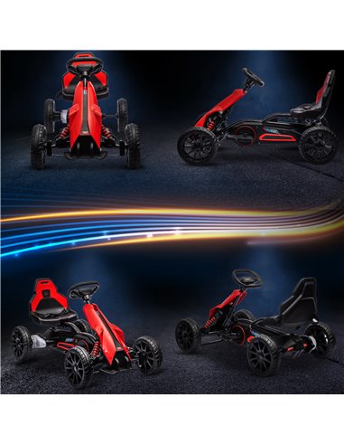 HOMCOM 12V Electric Go Kart for Kids, Ride-On Racing Go Kart w/ Forward Reversing, Rechargeable Battery, 2 Speeds, for Kids Aged