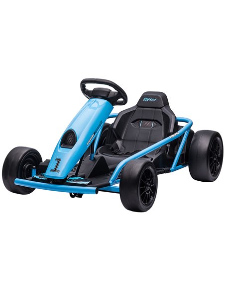HOMCOM 24V Electric Drift Ride-On Racing Go Kart for Kids, Blue 370-303V70BU - pic 56951 | FastDaddyshop