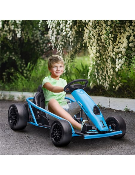 HOMCOM 24V Electric Go Kart for Kids, Drift Ride-On Racing Go Kart with 2 Speeds, for Boys Girls Aged 8-12 Years Old, Blue 370-3 - pic 56952 | FastDaddyshop