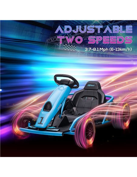 HOMCOM 24V Electric Go Kart for Kids, Drift Ride-On Racing Go Kart with 2 Speeds, for Boys Girls Aged 8-12 Years Old, Blue 370-3 - pic 56955 | FastDaddyshop