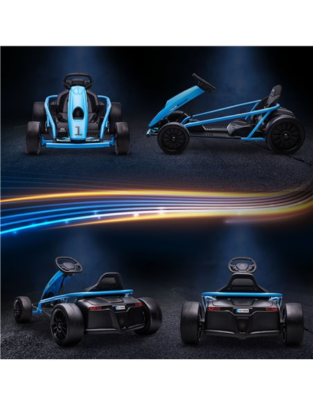 HOMCOM 24V Electric Go Kart for Kids, Drift Ride-On Racing Go Kart with 2 Speeds, for Boys Girls Aged 8-12 Years Old, Blue 370-3 - pic 56957 | FastDaddyshop