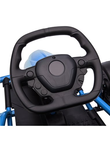 HOMCOM 24V Electric Go Kart for Kids, Drift Ride-On Racing Go Kart with 2 Speeds, for Boys Girls Aged 8-12 Years Old, Blue 370-3