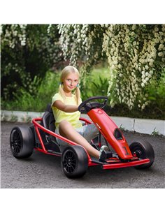 HOMCOM 24V Electric Drift Ride-On Racing Go Kart for Kids, Red 370-303V70RD 2