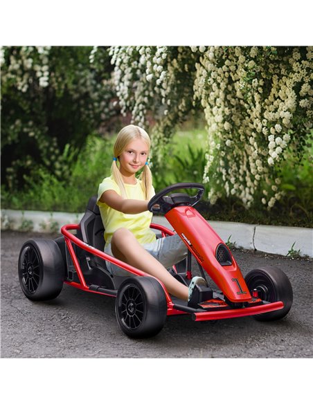 HOMCOM 24V Electric Go Kart for Kids, Drift Ride-On Racing Go Kart with 2 Speeds, for Boys Girls Aged 8-12 Years Old, Red 370-30 - pic 56961 | FastDaddyshop