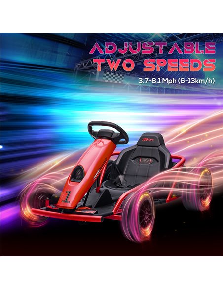 HOMCOM 24V Electric Go Kart for Kids, Drift Ride-On Racing Go Kart with 2 Speeds, for Boys Girls Aged 8-12 Years Old, Red 370-30 - pic 56964 | FastDaddyshop