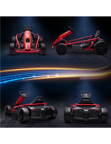 HOMCOM 24V Electric Go Kart for Kids, Drift Ride-On Racing Go Kart with 2 Speeds, for Boys Girls Aged 8-12 Years Old, Red 370-30 - pic 56966 | FastDaddyshop