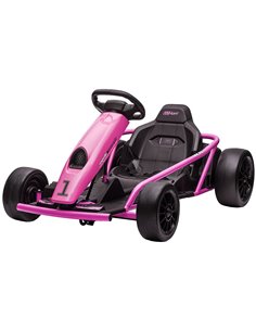 HOMCOM 24V Electric Drift Ride-On Racing Go Kart for Kids, Pink 370-303V70PK