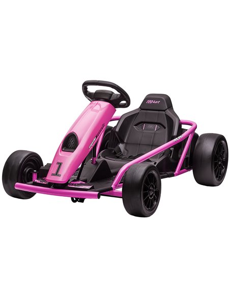 HOMCOM 24V Electric Drift Ride-On Racing Go Kart for Kids, Pink 370-303V70PK - pic 56969 | FastDaddyshop