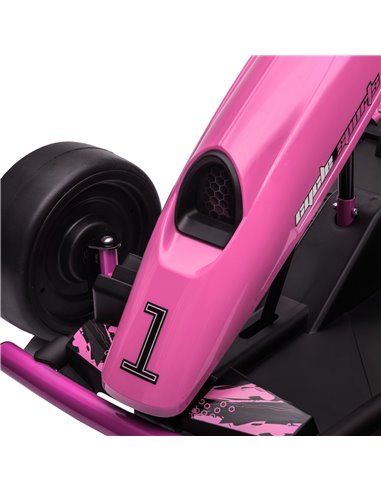 HOMCOM 24V Electric Go Kart for Kids, Drift Ride-On Racing Go Kart with 2 Speeds, for Boys Girls Aged 8-12 Years Old, Pink 370-3